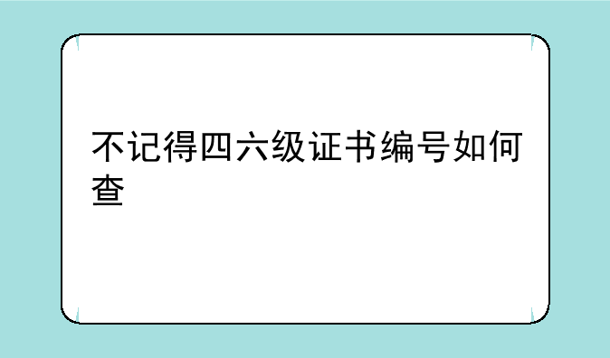 不记得四六级证书编号如何查