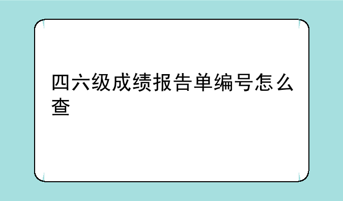 四六级成绩报告单编号怎么查