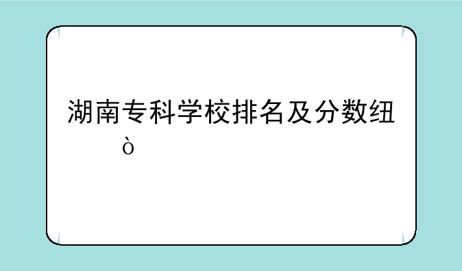 湖南专科学校排名及分数线？