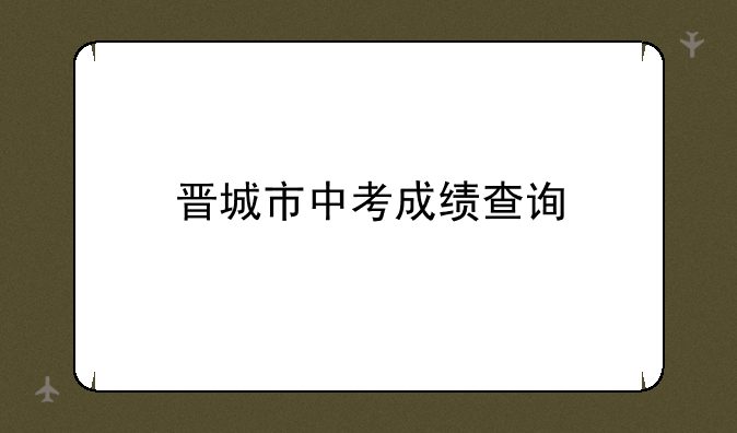 晋城市中考成绩查询