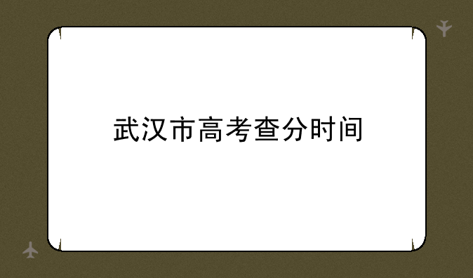 武汉市高考查分时间