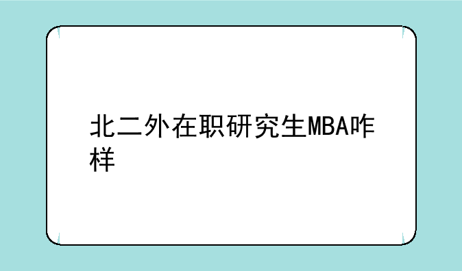 北二外在职研究生MBA咋样