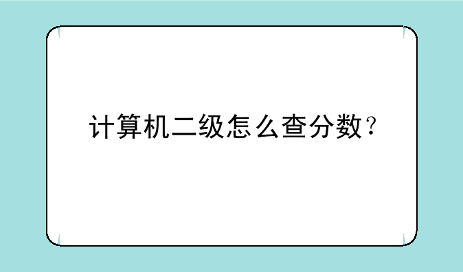 计算机二级怎么查分数？