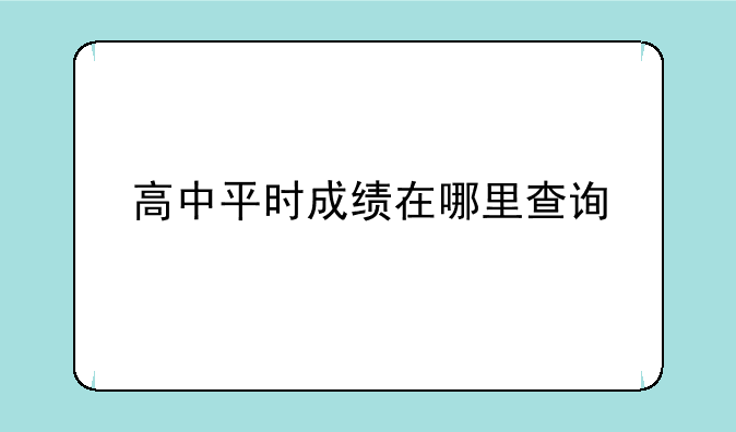 高中平时成绩在哪里查询
