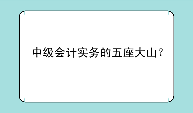 中级会计实务的五座大山？