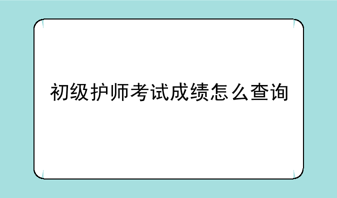 初级护师考试成绩怎么查询