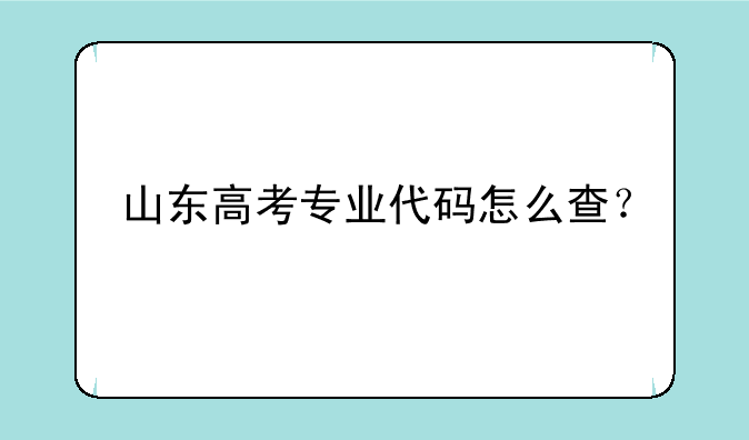 山东高考专业代码怎么查？