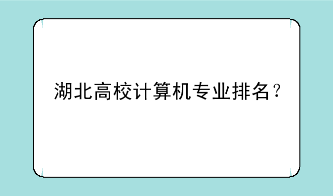 湖北高校计算机专业排名？