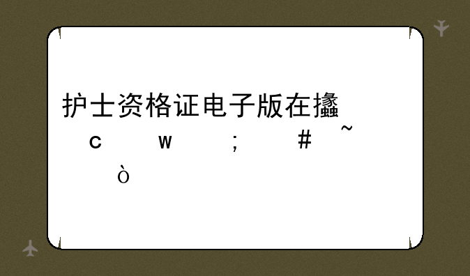 护士资格证电子版在支付宝怎么查询？