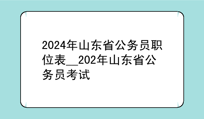 2024年山东省公务员职位表__202年山东省公务员考试