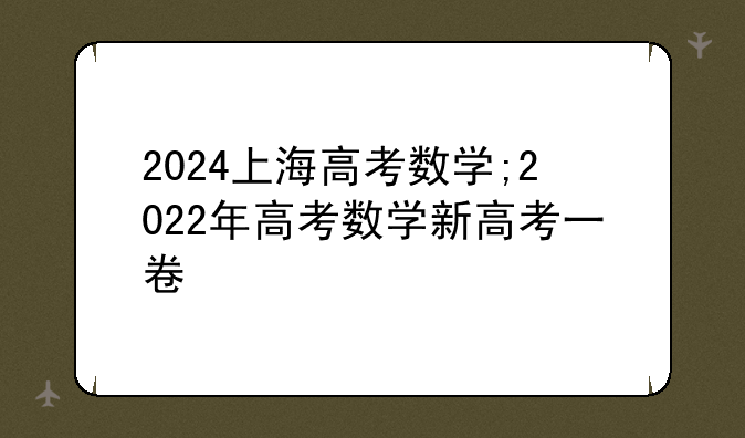 2024上海高考数学;2022年高考数学新高考一卷