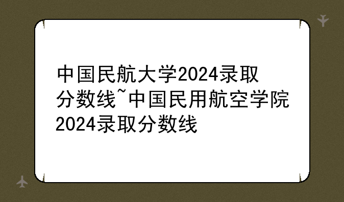 中国民航大学2024录取分数线~中国民用航空学院2024录取分数线