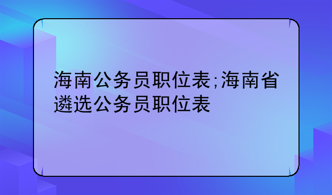 海南公务员职位表;海南省遴选公务员职位表