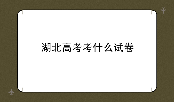 湖北高考考什么试卷