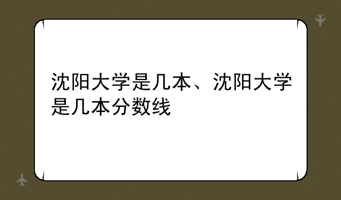 沈阳大学是几本、沈阳大学是几本分数线