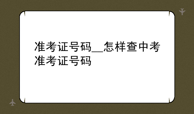 准考证号码__怎样查中考准考证号码